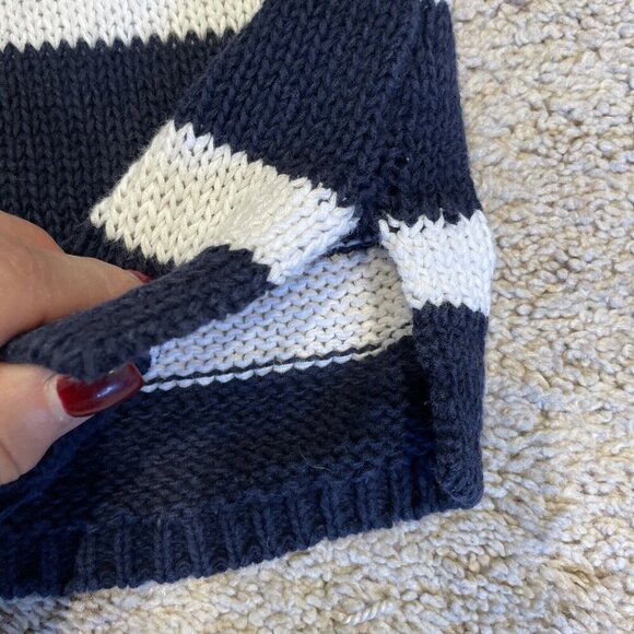 Talbots Navy Blue Stripe Sweater Women's Petite XS Cotton Blend Pullover Preppy - Picture 4 of 9